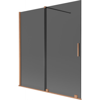 Dvoudílná posuvná vanová zástěna Mexen Velar 150 x 150 cm, grafit, kartáčovaná měď - 896-150-000-41-65