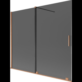 Mexen Velar posuvná vanová zástěna se 2 křídly 180 x 150 cm, grafit, kartáčovaná měď - 896-180-000-41-65