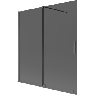 Mexen Velar posuvná vanová zástěna se 2 křídly 150 x 150 cm, grafit, kartáčovaná pistolově šedá - 896-150-000-41-66
