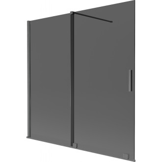 Mexen Velar posuvná vanová zástěna se 2 křídly 160 x 150 cm, grafit, kartáčovaná pistolově šedá - 896-160-000-41-66