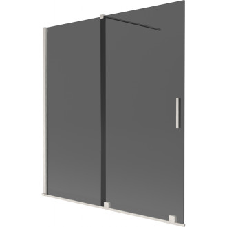 Dvoudílná posuvná vanová zástěna Mexen Velar 150 x 150 cm, grafit, kartáčovaný nikl - 896-150-000-41-97