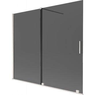 Mexen Velar posuvná vanová zástěna se 2 křídly 180 x 150 cm, grafit, kartáčovaný nikl - 896-180-000-41-97