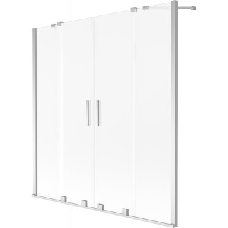 Mexen Velar Duo 2dílná posuvná vanová zástěna 150 x 150 cm, matná, chrom - 896-150-000-32-01