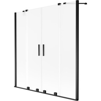 Mexen Velar Duo 2dílná posuvná vanová zástěna 160 x 150 cm, matná, černá - 896-160-000-32-70