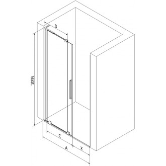 Posuvné sprchové dveře Mexen Velar L 110 cm, matné, kartáčovaná pistolově šedá - 871-110-003-31-66
