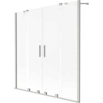 Mexen Velar Duo 2dílná posuvná vanová zástěna 140 x 150 cm, matná, kartáčovaný nikl - 896-140-000-32-97