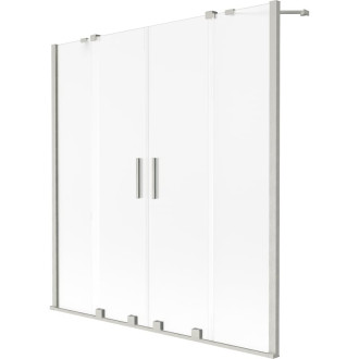 Mexen Velar Duo 2dílná posuvná vanová zástěna 160 x 150 cm, matná, kartáčovaný nikl - 896-160-000-32-97