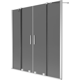 Mexen Velar Duo 2dílná posuvná vanová zástěna 140 x 150 cm, grafit, chrom - 896-140-000-42-01