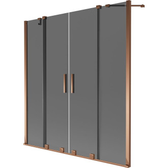 Mexen Velar Duo 2dílná posuvná vanová zástěna 150 x 150 cm, grafit, růžové zlato - 896-150-000-42-60