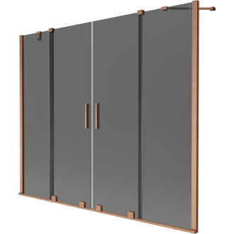 Mexen Velar Duo 2dílná posuvná vanová zástěna 180 x 150 cm, grafit, kartáčovaná měď - 896-180-000-42-65