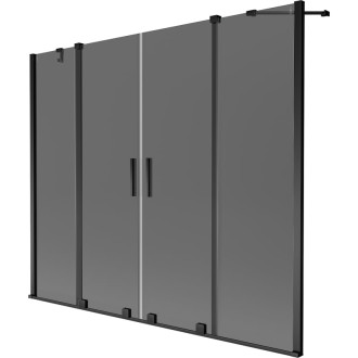 Mexen Velar Duo 2dílná posuvná vanová zástěna 200 x 150 cm, grafitová, černá - 896-200-000-42-70
