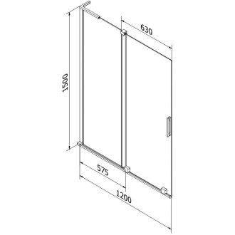 Mexen Velar L 2dílná posuvná vanová zástěna 120 x 150 cm, průhledná, zlatá - 896-120-003-01-50
