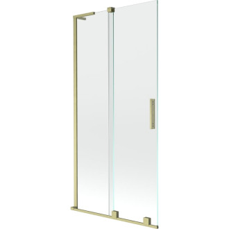 Mexen Velar L 2dílná posuvná vanová zástěna 95 x 150 cm, průhledná, kartáčované zlato - 896-095-003-01-55