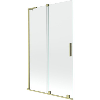Mexen Velar L 2dílná posuvná vanová zástěna 110 x 150 cm, průhledná, kartáčované zlato - 896-110-003-01-55