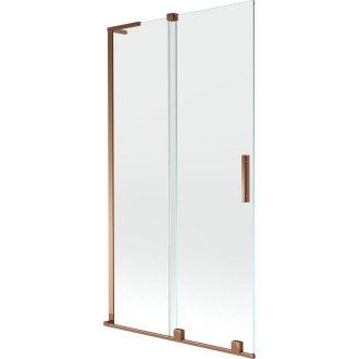 Mexen Velar L 2dílná posuvná vanová zástěna 100 x 150 cm, průhledná, růžové zlato - 896-100-003-01-60