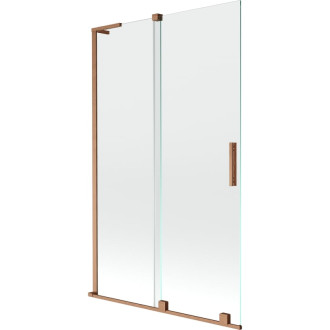 Mexen Velar L 2dílná posuvná vanová zástěna 110 x 150 cm, průhledná, kartáčovaná měď - 896-110-003-01-65