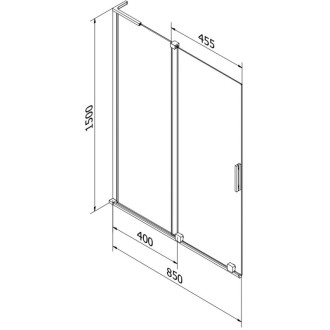 Mexen Velar L 2dílná posuvná vanová zástěna 85 x 150 cm, průhledná, kartáčovaná pistolově šedá - 896-085-003-01-66