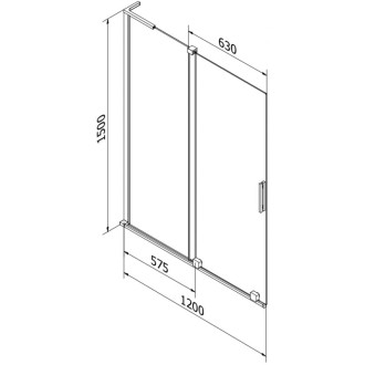 Mexen Velar L 2dílná posuvná vanová zástěna 120 x 150 cm, průhledná, kartáčovaná pistolově šedá - 896-120-003-01-66