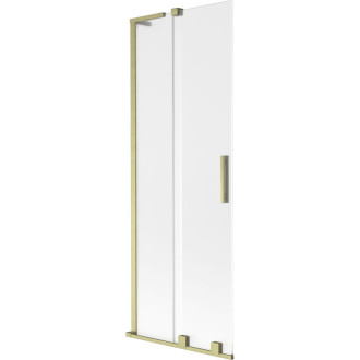 Mexen Velar L 2dílná posuvná vanová zástěna 75 x 150 cm, matná, kartáčované zlato - 896-075-003-31-55