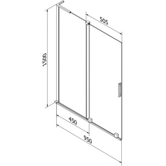 Mexen Velar L 2dílná posuvná vanová zástěna 95 x 150 cm, matná, růžové zlato - 896-095-003-31-60