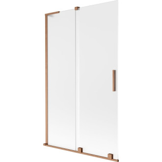 Mexen Velar L 2dílná posuvná vanová zástěna 110 x 150 cm, matná, kartáčovaná měď - 896-110-003-31-65