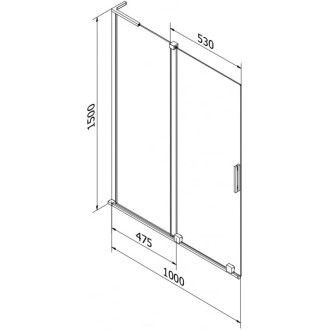 Mexen Velar L 2dílná posuvná vanová zástěna 100 x 150 cm, mlhavá, kartáčovaná zbraňově šedá - 896-100-003-31-66