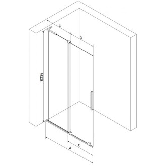 Mexen Velar L Posuvná sprchová zástěna 100 x 200 cm, 8 mm průhledná, kartáčovaná pistolově šedá - 871-100-003-03-66