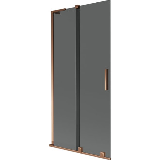 Mexen Velar L 2dílná posuvná vanová zástěna 95 x 150 cm, grafit, růžové zlato - 896-095-003-41-60