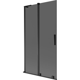 Mexen Velar L 2dílná posuvná vanová zástěna 100 x 150 cm, grafitová, černá - 896-100-003-41-70