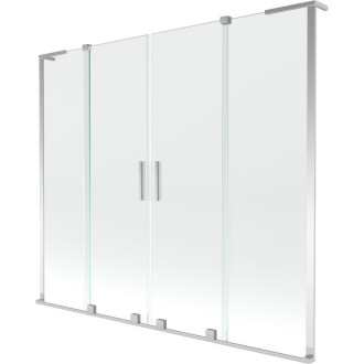 Mexen Velar L Duo 2dílná posuvná vanová zástěna 170 x 150 cm, průhledná, chrom - 896-170-003-02-01
