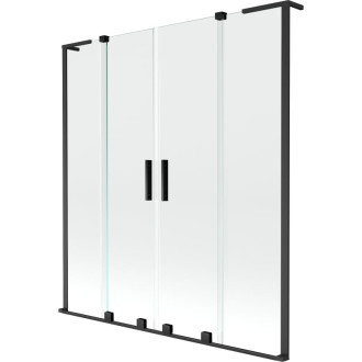 Mexen Velar L Duo 2dílná posuvná vanová zástěna 140 x 150 cm, průhledná, černá - 896-140-003-02-70