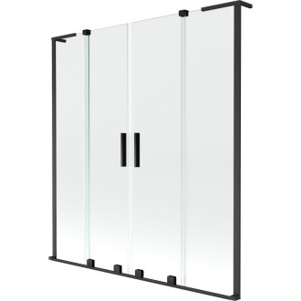 Mexen Velar L Duo 2dílná posuvná vanová zástěna 150 x 150 cm, průhledná, černá - 896-150-003-02-70