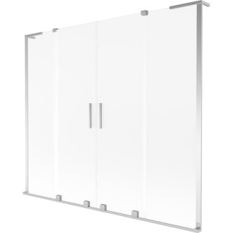 Mexen Velar L Duo 2dílná posuvná vanová zástěna 170 x 150 cm, matná, chrom - 896-170-003-32-01