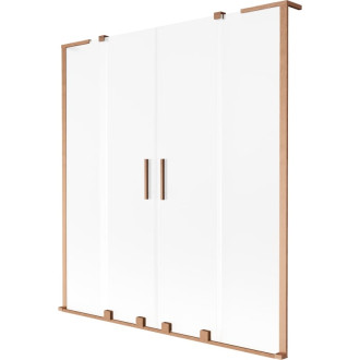 Mexen Velar L Duo 2dílná posuvná vanová zástěna 150 x 150 cm, matná, kartáčovaná měď - 896-150-003-32-65