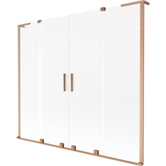 Mexen Velar L Duo 2dílná posuvná vanová zástěna 200 x 150 cm, matná, kartáčovaná měď - 896-200-003-32-65