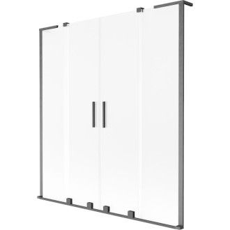 Mexen Velar L Duo 2dílná posuvná vanová zástěna 140 x 150 cm, mlhavá, kartáčovaná pistole gray - 896-140-003-32-66