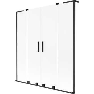 Mexen Velar L Duo 2dílná posuvná vanová zástěna 150 x 150 cm, matná, černá - 896-150-003-32-70