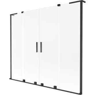 Mexen Velar L Duo 2dílná posuvná vanová zástěna 170 x 150 cm, matná, černá - 896-170-003-32-70