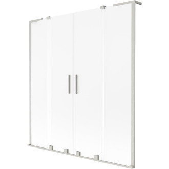 Mexen Velar L Duo 2dílná posuvná vanová zástěna 150 x 150 cm, matná, kartáčovaný nikl - 896-150-003-32-97