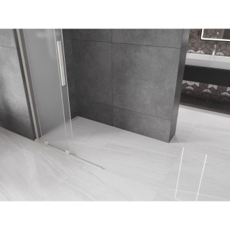Mexen Velar L Posuvná sprchová zástěna 90 x 200 cm, 8 mm matná, kartáčovaný nikl - 871-090-003-33-97