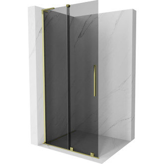 Mexen Velar L Posuvná sprchová zástěna 90 x 200 cm, grafit 8 mm, zlatá - 871-090-003-43-50