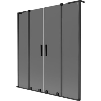 Mexen Velar L Duo 2dílná posuvná vanová zástěna 160 x 150 cm, grafitová, černá - 896-160-003-42-70