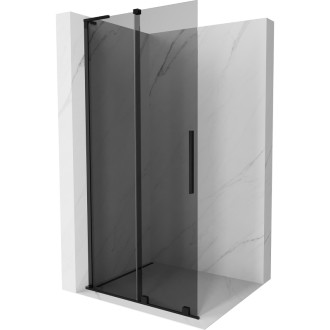 Mexen Velar L Posuvná sprchová zástěna 90 x 200 cm, grafit 8 mm, černá - 871-090-003-43-70
