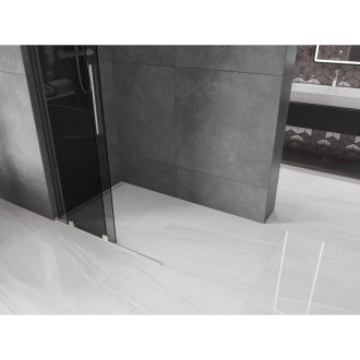 Mexen Velar L Posuvná sprchová zástěna 100 x 200 cm, grafit 8 mm, kartáčovaný nikl - 871-100-003-43-97