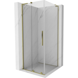 Mexen Velar L posuvný sprchový kout 90 x 90 cm, průhledný, zlatý - 871-090-090-03-50