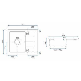 Rea North granitový dřez, šedá ZLE-00128