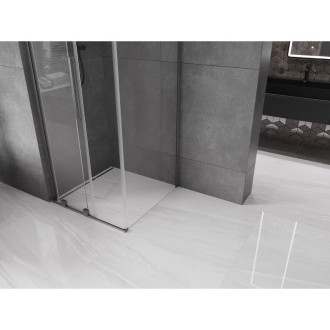 Mexen Velar L posuvný sprchový kout 110 x 110 cm, průhledný, kartáčovaná pistole gray - 871-110-110-03-66