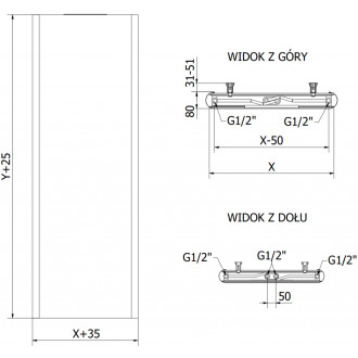 Ocelové deskové otopné těleso Mexen Flat VR20S 2000 x 300 mm, spodní středové připojení, 654 W, antracit - W6VR20S-200-030-66
