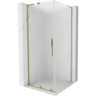 Mexen Velar L posuvný sprchový kout 100 x 100 cm, matná, zlatá - 871-100-100-33-50