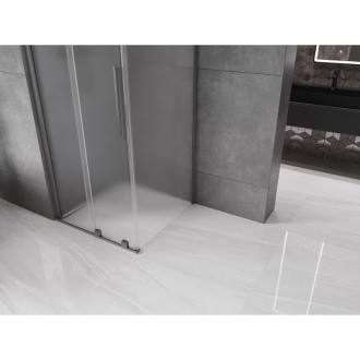 Posuvný sprchový kout Mexen Velar 90 x 90 cm, matná, kartáčovaná pistolově šedá - 871-090-090-31-66